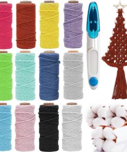 RANJIMA Makramee Garn 2mmx30m, Baumwollgarn zum Häkeln & Boho Wandbehang Deko für DIY-Projekte (12 Stück) RANJIMA Makr