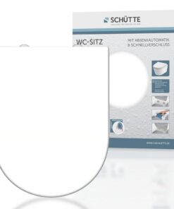 SCHÜTTE WC Sitz Duroplast D Form Weiß + Absenkautomatik + Schnellverschluss 175 kg Belastung für die Reinigung