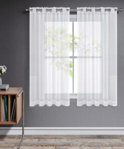Joydeco Transparente Gardinen für Schlafzimmer und Wohnzimmer - Optik Gardine Voile mit Ösen (Weiß, 2xH145xB140) | Joyd