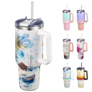 THILY Edelstahl-Isolierbecher 1180ml mit Griff – Vakuumisolierter Reisebecher | Dichte Isolierung für 34h Kalt & 12h War