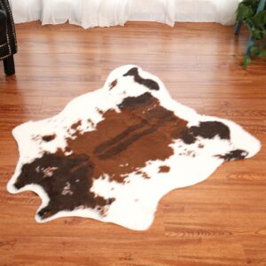 Plancholo Teppich mit Kuhmuster, Kunstfell, Versteck, für Zuhause, Braun und Weiß