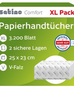 Satino – |200 saugstarkes Papierhandtücher für PT3 & H3 – fusselfrei und aus Recyclingpapier – V-Falz, 25 x 23 cm (gefal