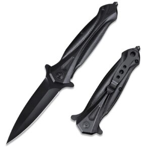 BECK Schwarzes Klappmesser, Outdoor Messer, Geschenk für Männer BECK Einhandmesser, Taschenmesser mit Clip, Taschenmes
