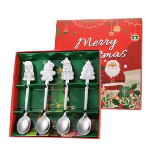 Weihnachtslöffel-Set, edler Edelstahl, ideal für Weihnachtsfeiertage, multiple Funktionen, Silberfarben, 4-teiliges Set
