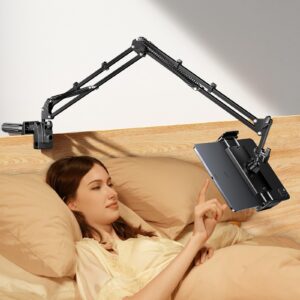 TRYONE Tablet Halterung für Bett, 360°Drehbarer Sockel mitFlexibler Verstellbarer Arm, Kompatibel mit iPad/Handy/Switch/