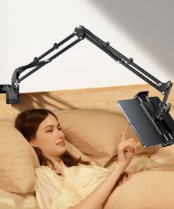 TRYONE Tablet Halterung für Bett, 360°Drehbarer Sockel mitFlexibler Verstellbarer Arm, Kompatibel mit iPad/Handy/Switch/