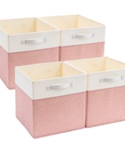 **Mangata faltenfrei Stoff Aufbewahrungsbox 33x38x33 cm, perfekt für Kleidung in Rosa/Beige Weiß** | **Kreatives Mangat