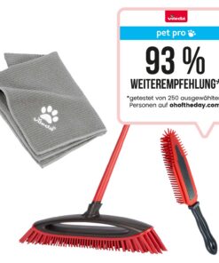 Vileda Pet Pro Komplettset, elektrostatischer Polsterbürste & Mikrofaser Handtuch XL für Tierhaare Reinigung, jede Oberf