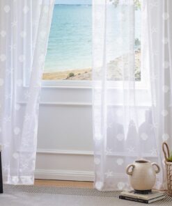TOPICK Modern Gardinen Wohnzimmer Curtains für maritim Gef cult Seestern Weiß H245XB140 cm