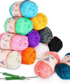 Ilauke Häkelgarn Serie 600g Wolle Zum Stricken und Häkeln 12 Farben für Handarbeiten