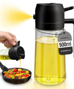 PORTENTUM 2 in 1 Ölsprüher für speiseöl - Hochwertiger Öl Zerstäuber (500ml) ClimatePartner certified Schwarz