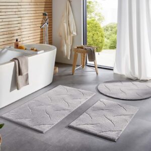 Taracarpet Badematte Homestyle rutschfest waschbar für Badezimmer Grau Dühne 050x080 cm