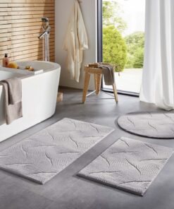 Taracarpet Badematte Homestyle rutschfest waschbar Badezimmerteppich Bad-Vorleger Grau 080x150 cm