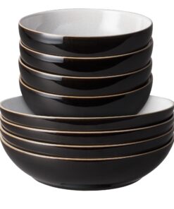 Denby Elements Pasta- & Müslischalen 8-teiliges Ofen- und Mikrowellen-Sets – Spülmaschinen-Friendly, OFENFESTE Keramik-G