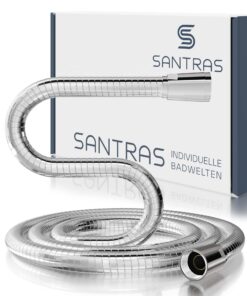 SANTRAS® Premium Duschschlauch Chrom 0,50 m - Besonders flexibel und verdrehsicher mit Wassersparer – Ideal für Bad und