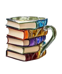 Vintage 3D Handmade Colored Book Design Coffee Travel Mug für Leser, Bibliothekarinnen und Bibliothekarische Mitarbeiter