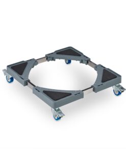 Relaxdays ausziehbarer Blumenroller, BxT: 44x44–70x70 cm, für Blumentopf-Innenausstattung, grau/Silber - ideal für Garde