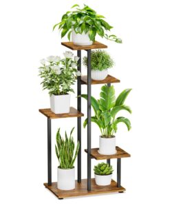 iDavosic.ly Metall Pflanzenständer mit 5 Ebenen für Indoor und Outdoor,Perfect für Garten und Balkon, Schwarz