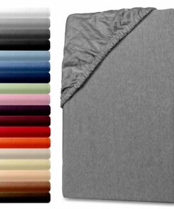 Extralang Jersey Spannbettlaken 100x220cm für Erwachsene - 100% Baumwolle, 130g/m², OEKO-TEX STANDARD 100, Anthrazit |