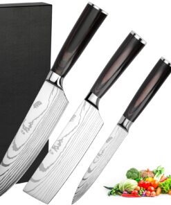 Küchenmesser Set Carbon Edelstahl, Profi Messer für Kochbegeisterte – Präzises Schneidetool – Geschenkverpackung Hochw