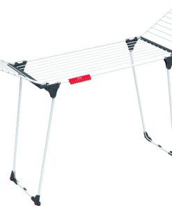 Vileda Magnum Flügelwäscheständer XXL + Trockenleinenlänge 24m + mobiler Wäscheständer mit Rollen + 1,28m hohe Flügel mi