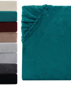 Cashmere Touch Flauschiges Spannbettlaken Premium Nicky Teddyplüsch 140x200-160x200 cm Petrol Winterőscher