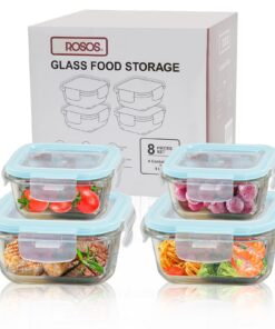 Frischhaltedosen mit Deckel BPA-frei für Lebensmittel 4er-Pack luftdicht Glasglas Blau Frischhaltedosen Glas mit Decke