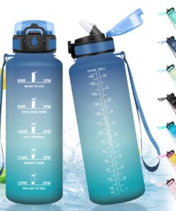 HoneyHolly Trinkflasche 1500ml BPA-Frei Auslaufsicher mit Strohhalm für Fitness Outdoor Wandern