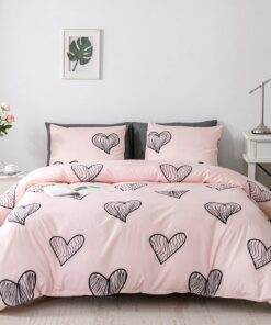 GETIYA Herz Bettbezug Set für Mädchen 135x200 cm mit Reißverschluss und Kissenbezug 80x80 cm OEKO-TEX Standard 100