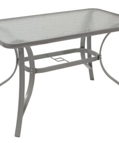 DEGAMO Gartentisch Florenz Sicherheitsglas Metall Silbergrau 70x120cm