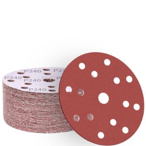 ALPXUXP Schleifpapier 150mm Klett 240 Körnung 15-Loch Profi für Rundexzenterschleifer (50 Stück)