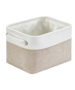 Mangata graue Stoffaufbewahrungsbox, faltbar, mit Griff für Schrank und Kleidung (Hellkhaki-Weiß, klein)