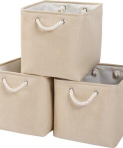 Mangata Großer Grau Stoff Aufbewahrungskorb, 3 Pack, 33 x 38 x 33 cm, Boxen für Schrank und Regal - Premium-Qualität und