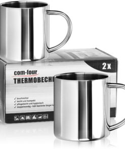 com-four® 2x Edelstahl Thermobecher - Isolierbecher doppelwandig - Bruchsicher - 300 ml - Thermotrinkbecher für Outdoor-