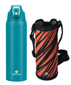 SANTECO Trinkflasche Thermalisierbar BPA-Frei für Outdoor-Aktivitäten und Reisen - 1,5l Edelstahl mit Sicherheitsverschl