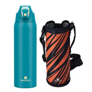 SANTECO Trinkflasche Thermalisierbar BPA-Frei für Outdoor-Aktivitäten und Reisen - 1,5l Edelstahl mit Sicherheitsverschl