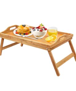 Frühstückstablett mit klappbaren Beinen – Betttablett Laptop-Tisch zum Essen & Lesen mit Griffen