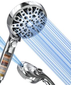 Wassersparend Duschkopf mit Huschbrause Filter und 10 Strahlarten für AntiKalk-Hochdruck handbrauseifo(Matrix) Hartes Wa