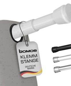 Duschstange Ohne Bohren 140-260 cm Rutschfest Stufenlos Ausziehbar – Klemmstange für Duschvorhang & Gardinen Weiß