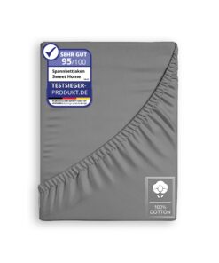Spannbettlaken Jersey 100 % Baumwolle - Boxspringbetten und alle Betten bis 25 cm -Anthrazit - Premium-Qualität fürs Sch