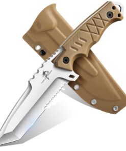 Purple Dragon Outdoor Messer mit Kydex Scheide - Stoffschneider für Outdoor Aktivitäten - Feststehendes D2-Stahl-Tanto-M