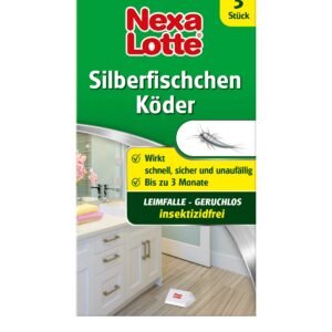 Nexa Lotte Silberfischchen-Köder - Hochwirksame Leimfalle, 3 Fallen, ideal für alle Räume, Blau, 1.2 x 7.5 x 1|6 cm