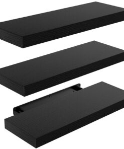 STOREMIC Wandregal Schwarz 3er-Set Belastbar 10kg L40xB14cm für Badezimmer Wohnzimmer