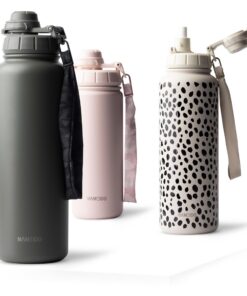 MAMEIDO Thermosflasche für Sport aus Edelstahl mit Strohhalm (1200ml)