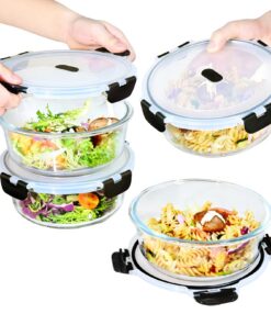 Mikrowellengeschirr Glasschüssel Mit Deckel 1300ml für Meal Prep, BPA-frei, Mehrzweck-Vorratsbehälter Mikrowellengesch