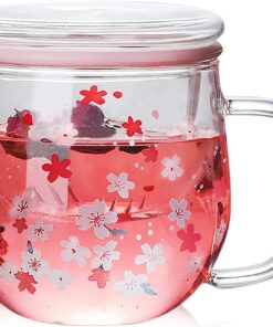Tiamu Schöne Teegläser mit Infusor, 300 Ml Kristall Tea Cup, Geschenk für Mutter und Schwester Tiamu Cappuccino Kaffee