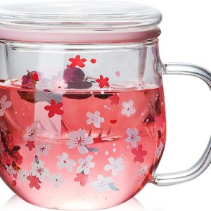 Tiamu Schöne Teegläser mit Infusor, 300 Ml Kristall Tea Cup, Geschenk für Mutter und Schwester Tiamu Cappuccino Kaffee