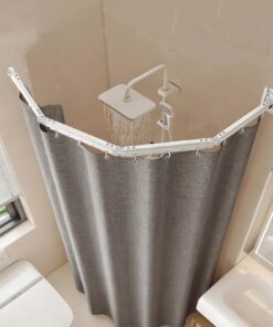 Faltbare Duschvorhangstange Ohne Bohren – 4-fach Faltbar & Drehbar mit 180x200cm Wasserdichtem Vorhang für Badewanne