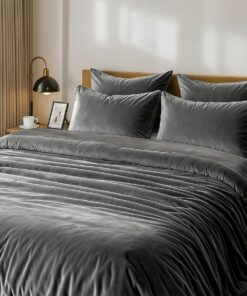 Lanqinglv Grau Winter Bettwäsche 155x220cm Biber Warm mit Reißverschluss und DeckeOEKO-TEX STANDARD 100 Lanqinglv Grau P