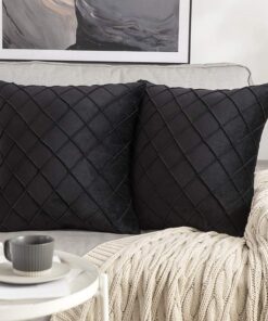 MIULEE Samtkissen 2er Set Einfarbig für Wohnzimmer Schwarz 50x55cm Weich Kissenbezüge